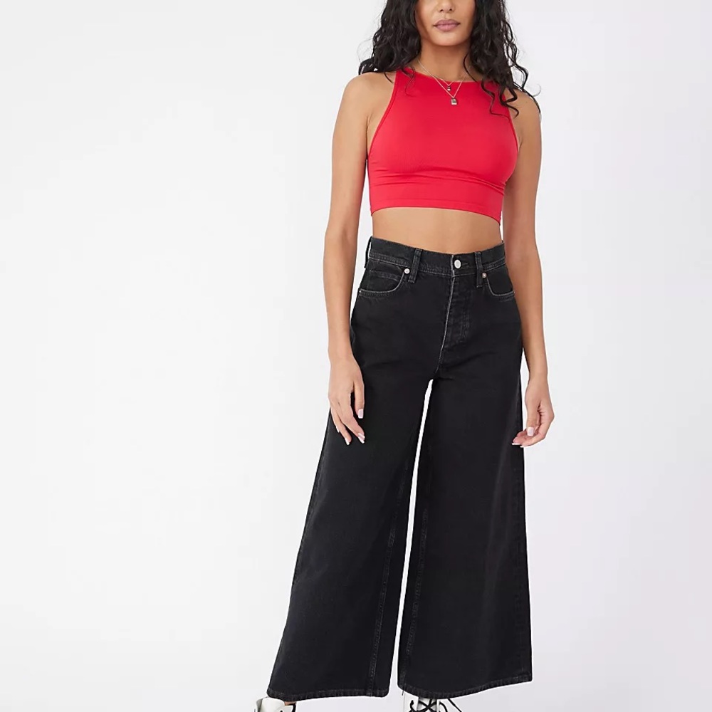 Free People High Rise Cropped Wide Leg Jeans - Size 26